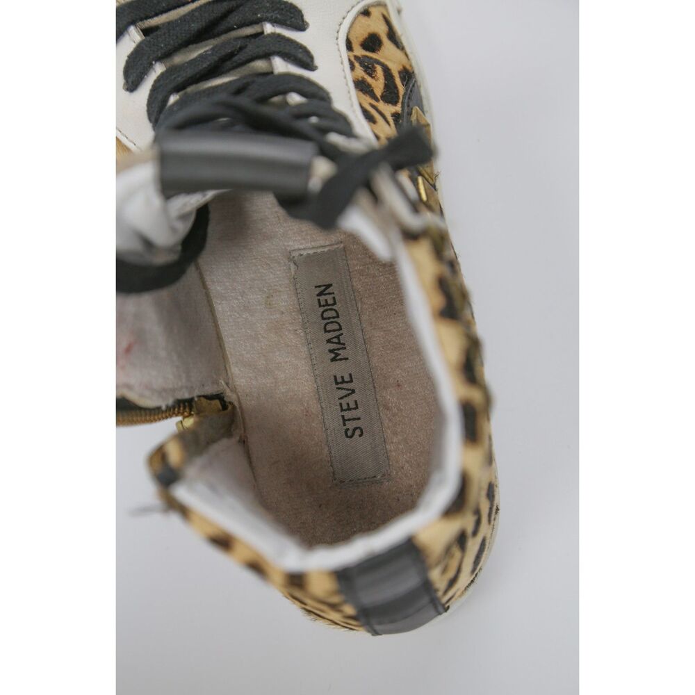 Steve Madden Tracey Leopard Studded High Top Sneakers 6.5M - Picture 5 of 10